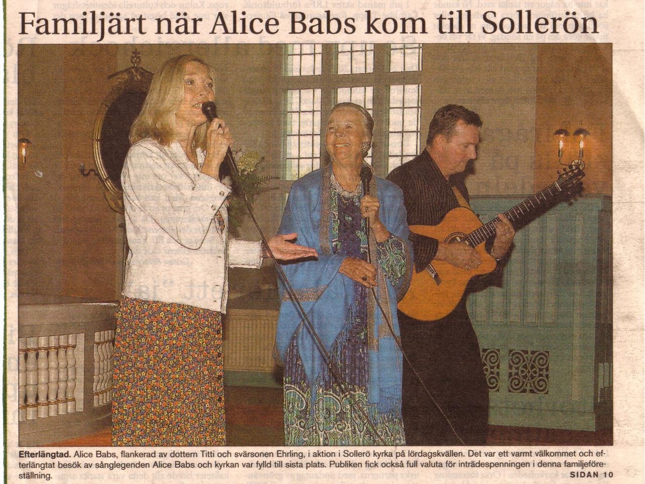 Titti, Ehrling och Alice Babs till Sollerön